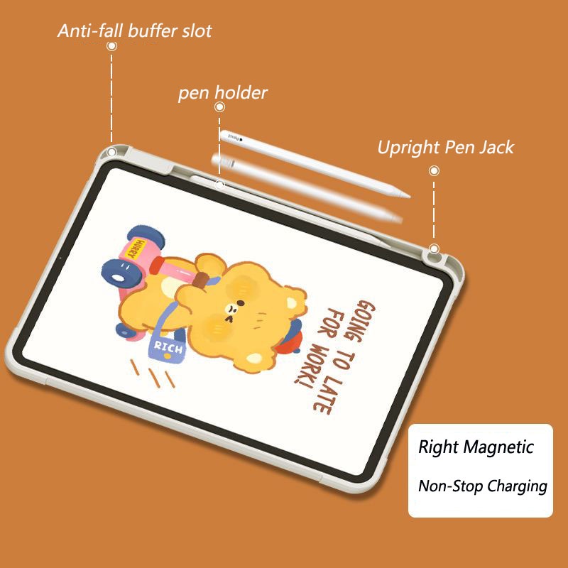 Ốp Máy Tính Bảng Dành Cho iPad Air 4 gen9 / gen8 / gen7 10.2 mini6 Air4 / Air5​​Ốp Máy Tính Bảng Bằng acrylic Hình Chú Vịt Dễ Thương Kèm Ngăn Đựng Bút Cho iPad gen5 / gen6 gen10 10.9 pro11 2020