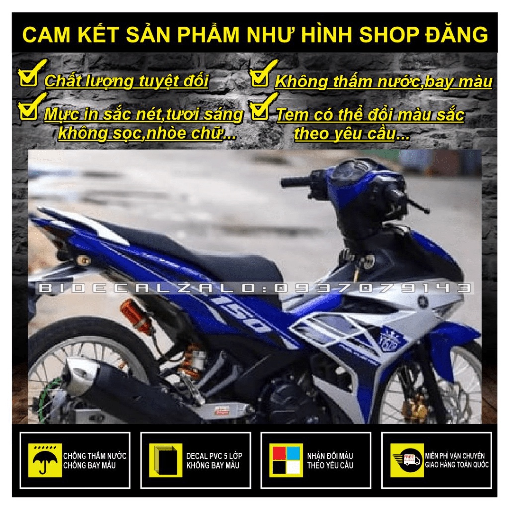 TEM RỜI EXCITER 150 Y15ZR PHỐI MÀU BẠC XANH GP - THU DECAL