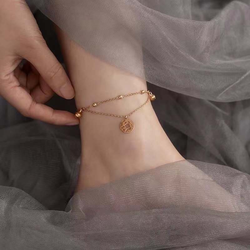 0109| Chuông Đồng Xu Hai Lớp 18k Màu Vàng Hồng Phong Cách Hàn Quốc Thời Trang