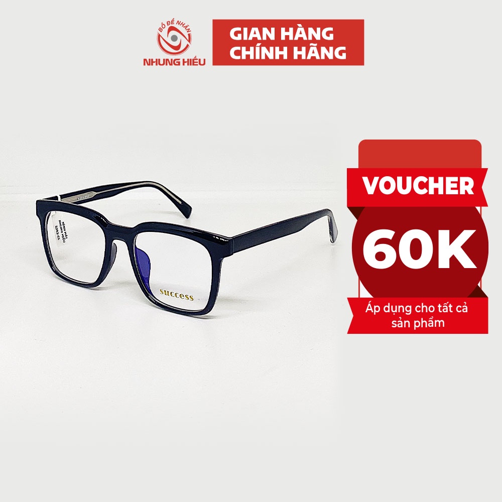 Gọng kính cận nam nữ NHUNG HIẾU dáng vuông 2392 nhựa dẻo lõi hợp kim cao cấp