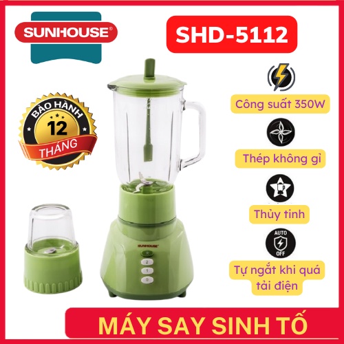 Máy xay sinh tố Sunhouse SHD5112 - Máy xay sinh tố với cối lớn giúp việc pha chế rau củ quả, thực phẩm dễ dàng