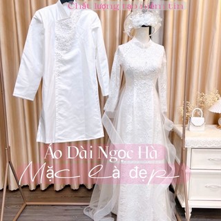 Áo dài cô dâu ren trắng cao cấp