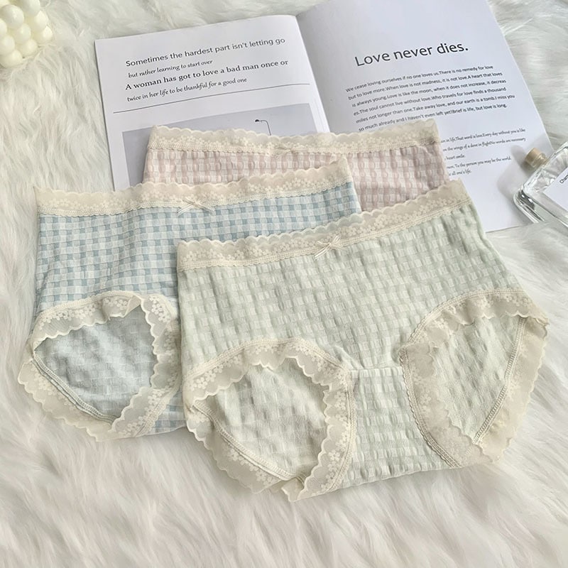 Quần lót nữ-Quần lót ren nữ họa tiết kẻ caro lylylorem QL217