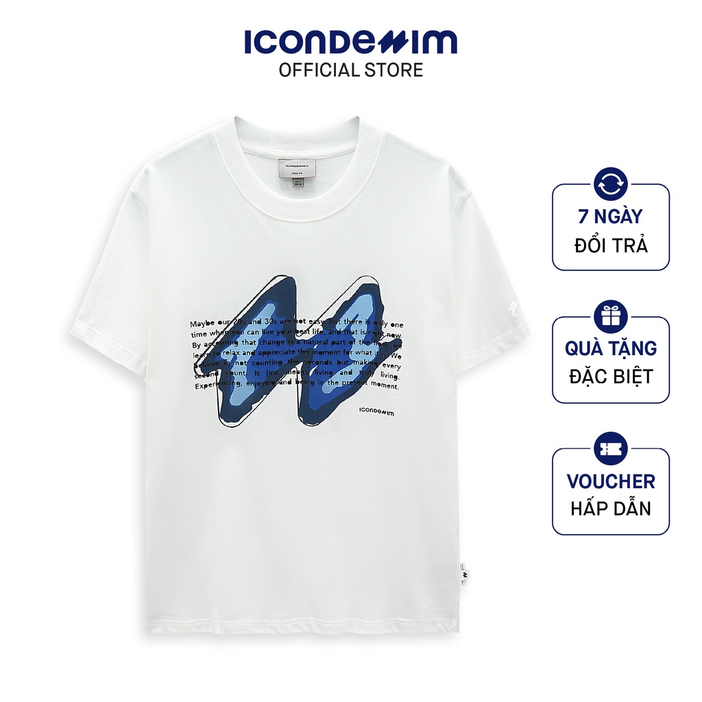 Áo Thun Cotton Cổ Tròn Unisex ICONDENIM Form Regular N-Joy Trẻ Trung Thoáng Mát ATID0194