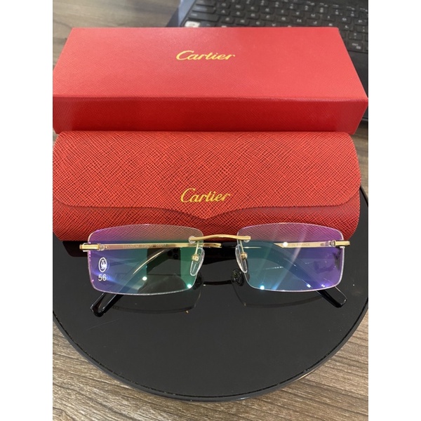 Gọng kính khoan Titanium nguyên chất mạ vàng 23k Cartier