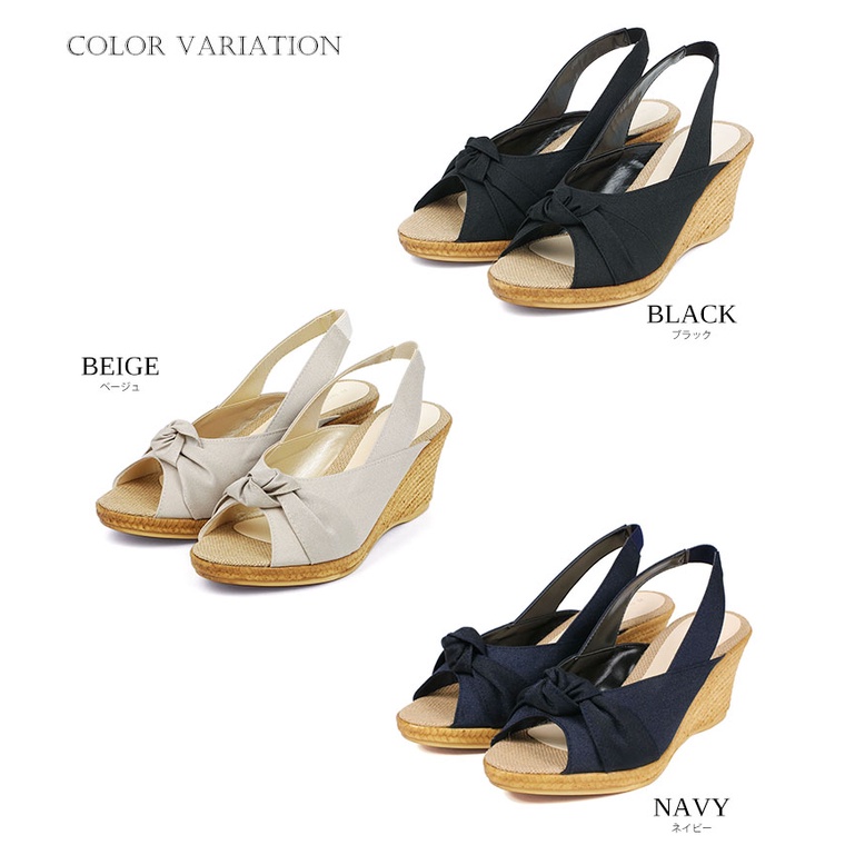 Giày sandal nữ đế xuồng KOSU 6900 phối nơ siêu nhẹ, cao 6,5cm made in Japan