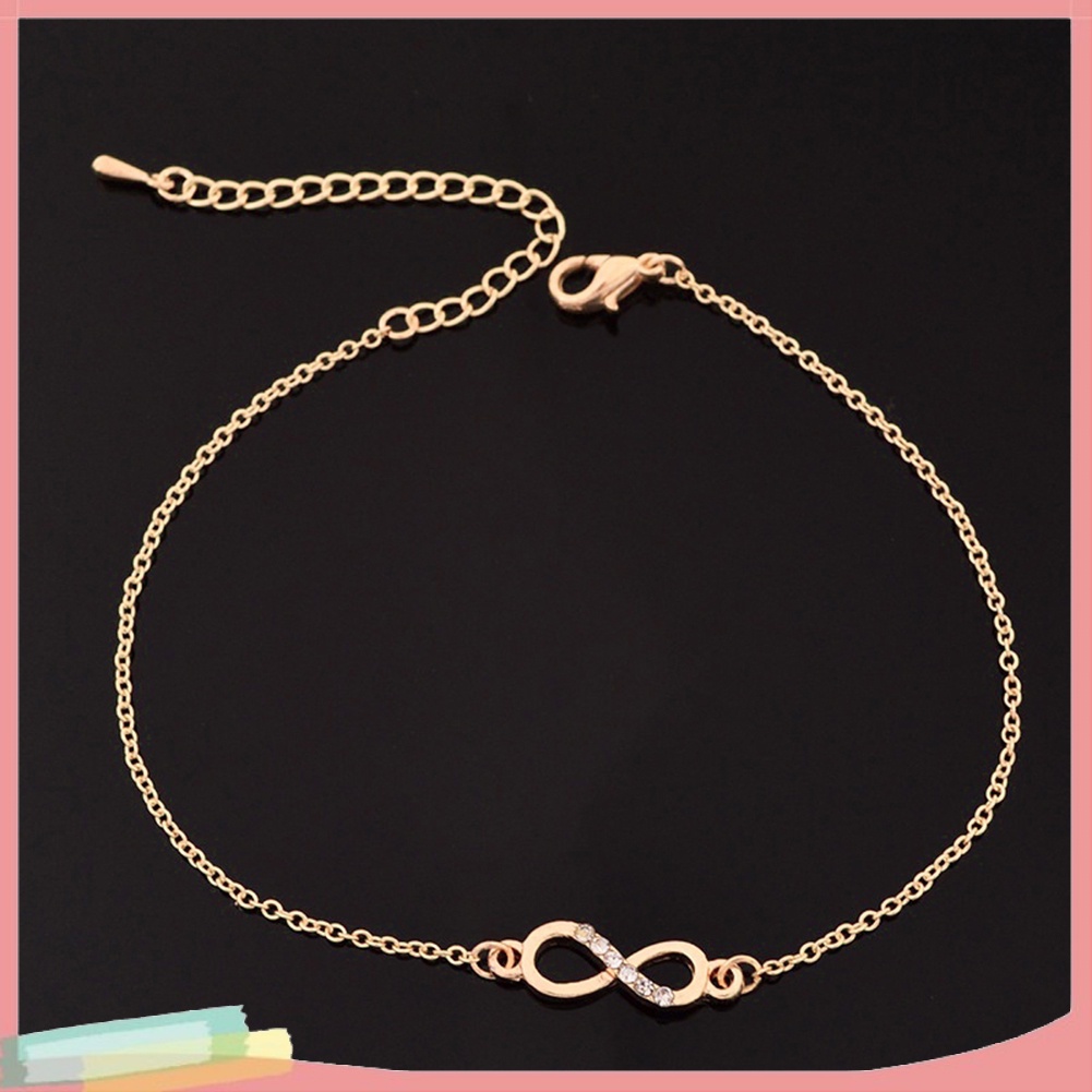 Vòng Tay Hợp Kim Mạ Bạc Trang Trí Số 8 Đính Đá Xinh Xắn Cho Nữ