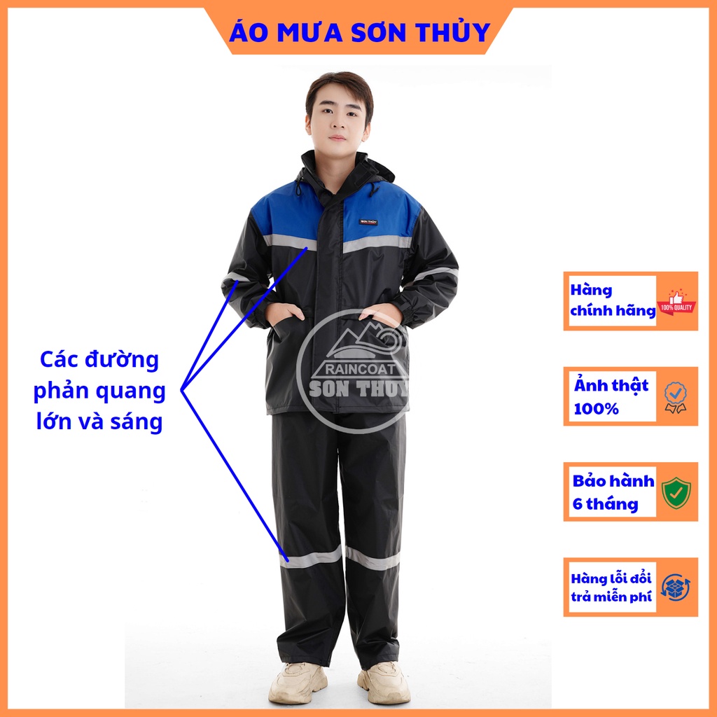 Bộ mưa 2 lớp phản quang Sơn Thủy - Bộ mưa tránh mưa giữ ấm K28