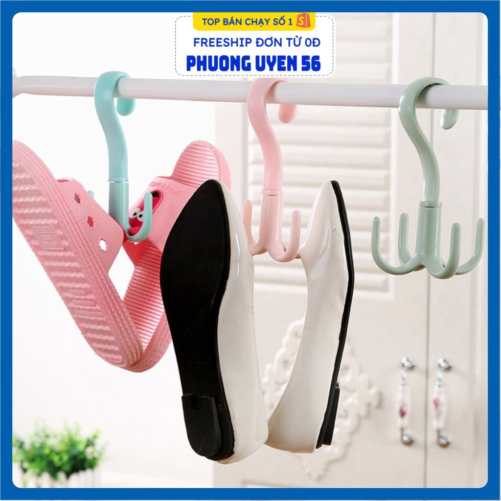 (Video Review) Móc Nhựa Treo Đồ 4 CHẤU XOAY 360 ĐỘ - Hình Móc Câu T5 Treo Phơi Giày Dép, Túi Xách, Dây Lưng Chịu Lực Tốt