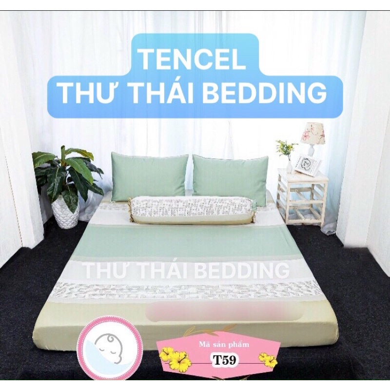 Tencel THƯ THÁI (100 mẫu )bộ ga gối 4 món( may đẹp) nệm 5-27cm ÔM DÂY KHOÁ