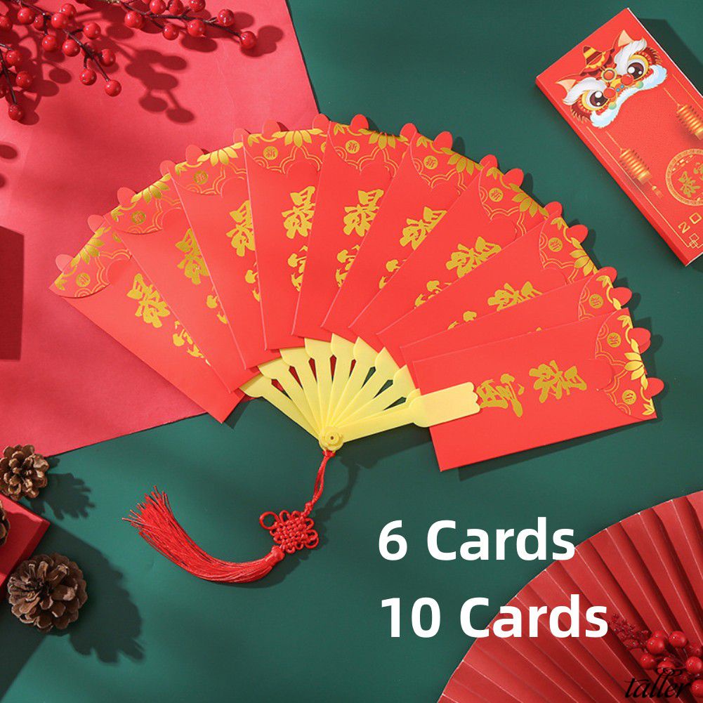 ✧Ready Stcok 6/8/10 Bao Lì Xì Hình Quạt Phong Bì Đỏ Hoạt Hình Thỏ Túi Tiền Lễ Hội Mùa Xuân Bao Lì Xì Đám Cưới Năm Mới Túi Quà Cao Hơn