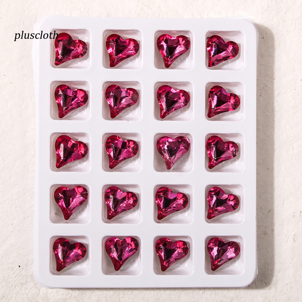 Bộ 20 Phụ Kiện Trang Trí Móng Tay Hình Trái Tim 3D Màu Sắc
