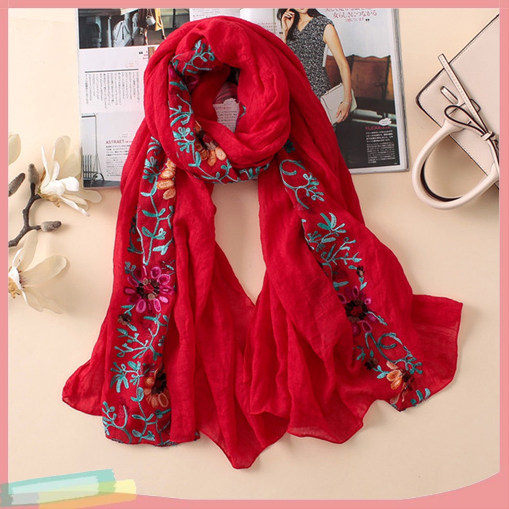 Khăn quàng cổ thêu họa tiết hoa thời trang