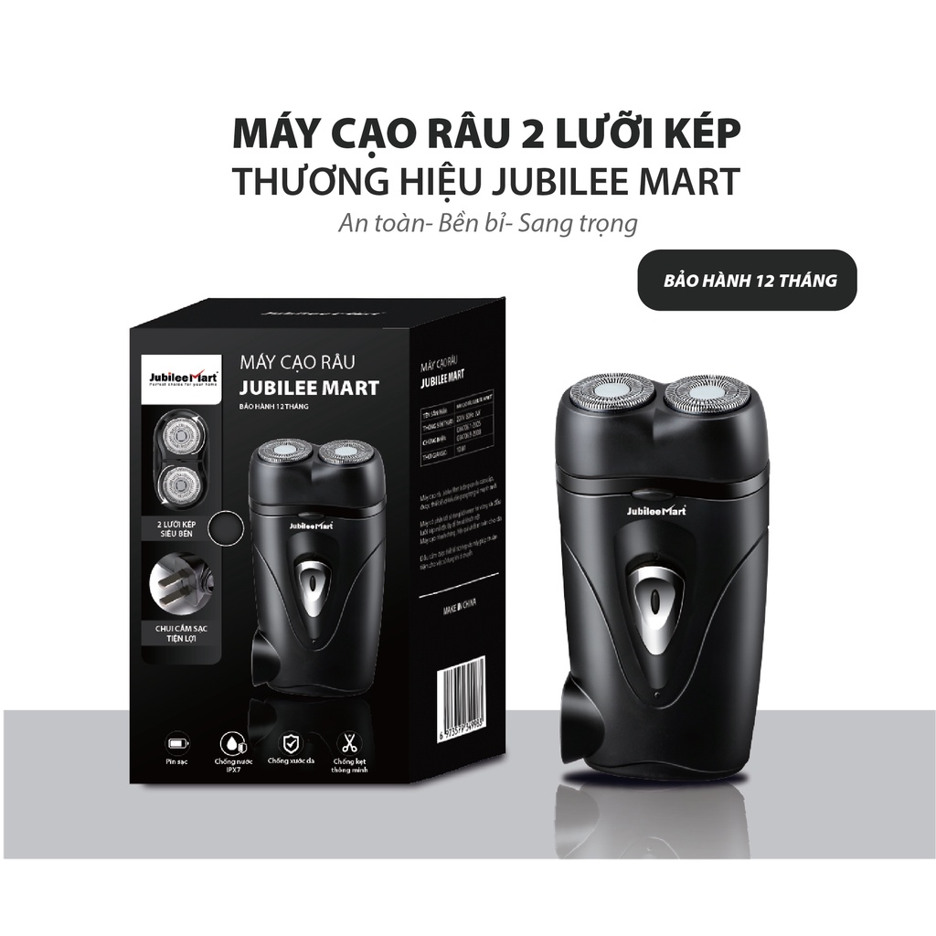 FREESHIP - Tặng Kèm Bộ Lưỡi Dao Thay Thế - Máy cạo râu 2 lưỡi kép JUBILEE MART cạo sạch chân râu, dung lượng pin lớn