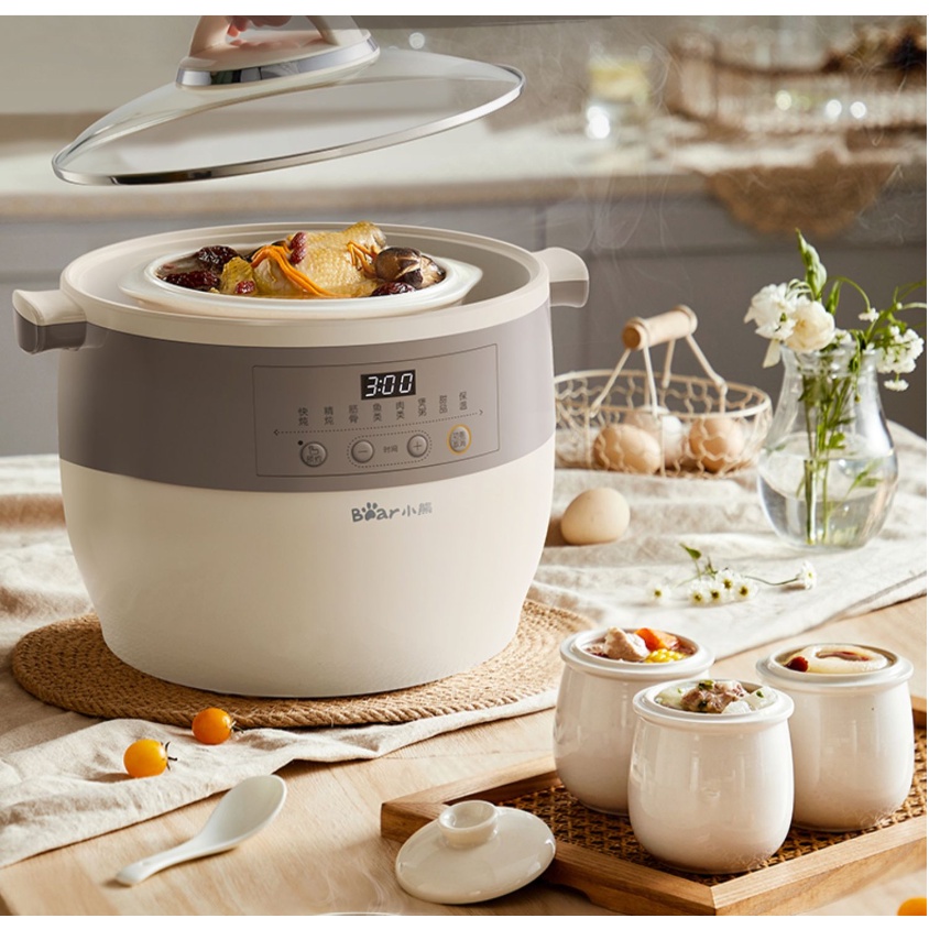 Nồi nấu chậm thố tử sa cách thuỷ BEAR DDZ-B45B2 4.5L,ninh, hầm, nấu cháo, nấu chè, nấu canh.