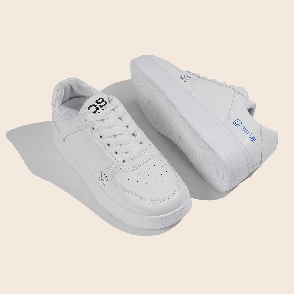 Giày Sneaker Nữ Đế Bằng Da Mềm Êm Chân Thích Hợp Đi Học, Làm, Chơi Màu Trắng GiayBOM GB Classics B1642