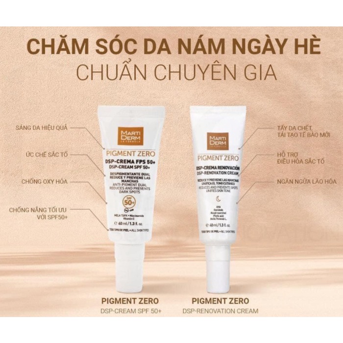 Kem Đêm Làm Sáng Da, Mờ Sắc Tố, Duy Trì Sau Hydroquinone - MartiDerm Pigment Zero DSP Renovation Cream (40ml)