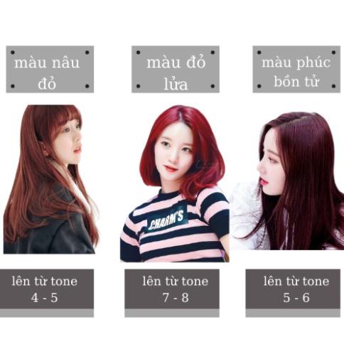 Thuốc Nhuộm Tóc Đỏ Dâu - Nâu Cam - Đỏ Tím - Nâu Hồng Đào - Hồng Patel ( Tặng Oxi ) SALON HẢI ANH