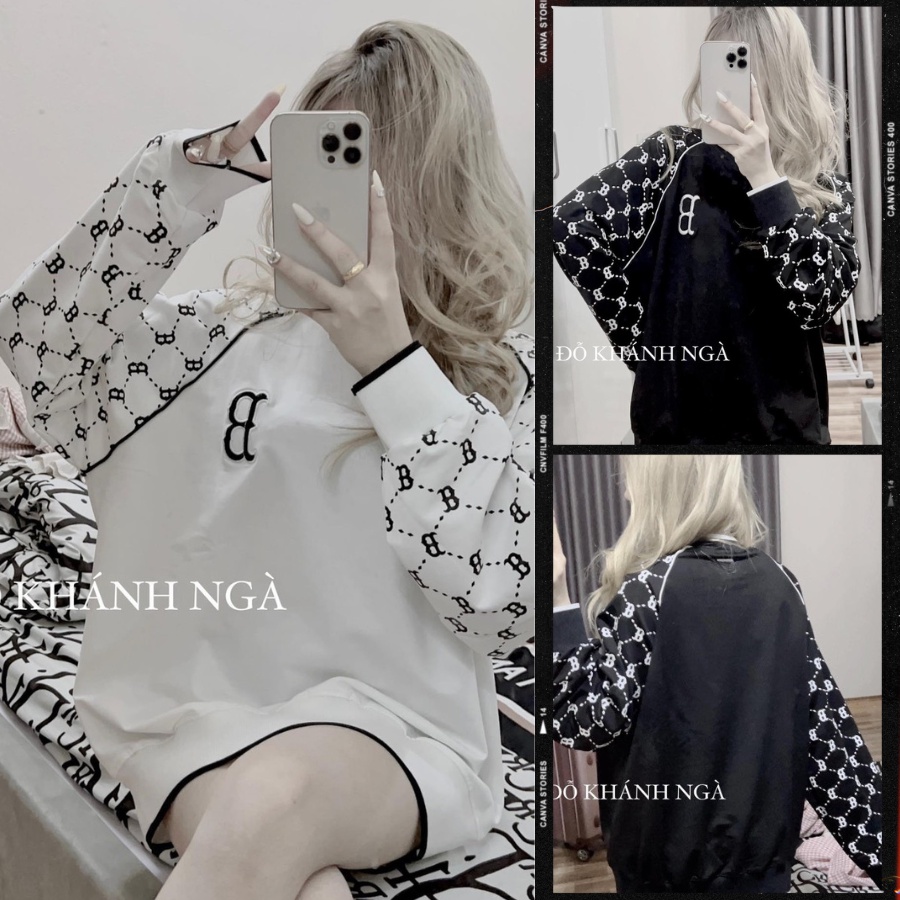 Áo sweater hoodie nỉ dài tay hình chữ B trước ngực, chất nỉ ngoại không xù, form rộng