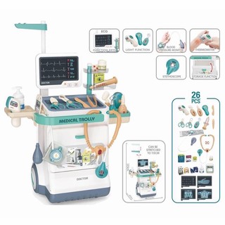 Đồ chơi đóng vai bác sĩ, đồ chơi kệ đẩy khám bệnh di động, đồ chơi bác sĩ phiên bản cao cấp cho bé