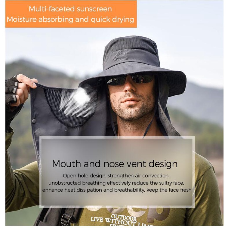 Mùa Hè Nhanh Khô Nam Nữ Nón Ngoài Trời Khẩu Trang Rộng Vành Nón Chống Nắng Vành Cho Câu Cá Săn Bắn-GM-FSM01-1/-2