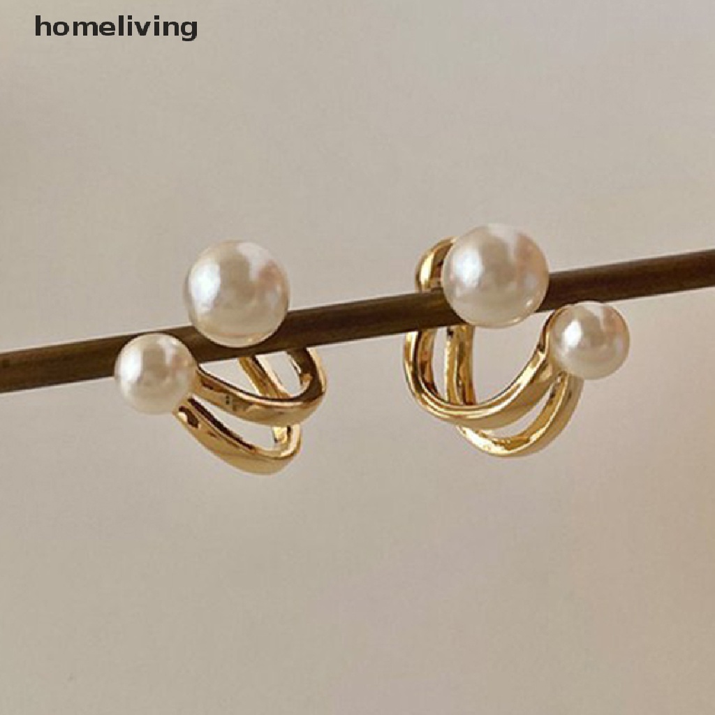 1 Cặp Bông Tai Ngọc Trai Đôi Đính Đá Dễ Thương