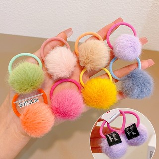 Set 2 dây cột tóc đính cục bông màu kẹo cho bé