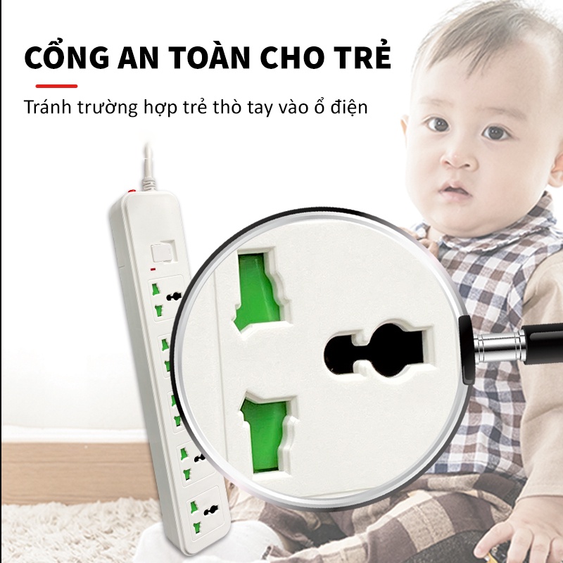 Ổ cắm điện đa năng Onesam có 3 cổng USB nhựa PC chống cháy chống giật chịu tải 2500W dây nối dài 2m