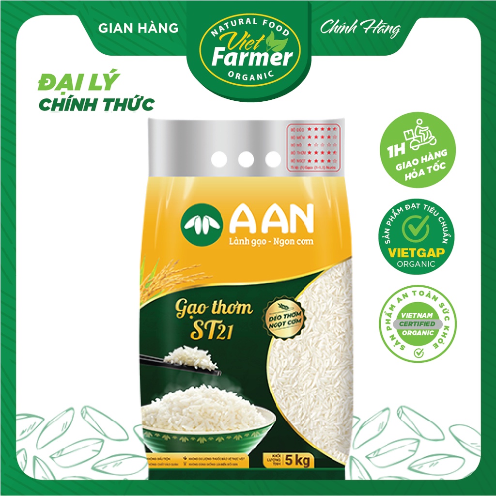 CHÍNH HÃNG Gạo thơm AAn ST21 túi 5kg Ship hỏa tốc 1 giờ