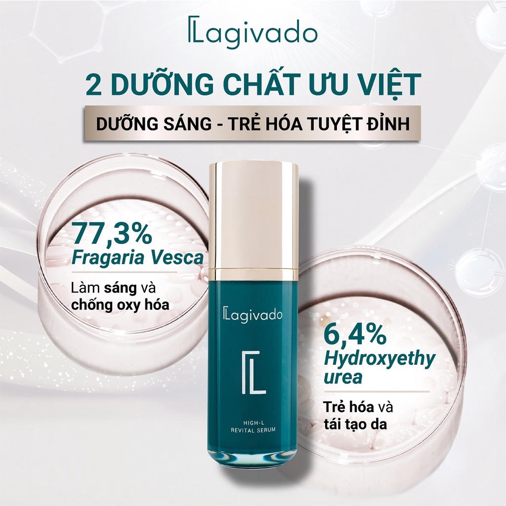 Bộ đôi dưỡng trắng da, trẻ hóa da Lagivado High-L Revital (serum 50 ml + 02 x cream 10g)