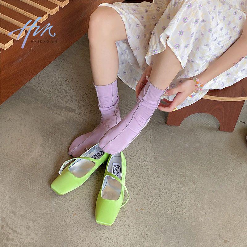 Tất Bắp Chân Không Kẹp Ngón Màu Trơn Đơn Giản Thời Trang Hàn Quốc Dễ Phối Đồ