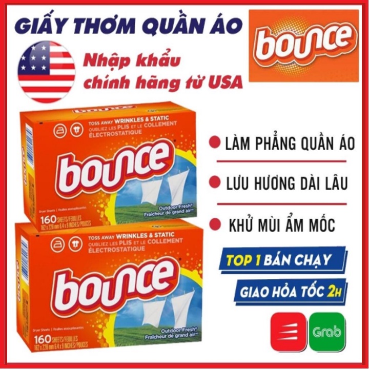 Giấy Thơm Quần Áo Bounce Mỹ 320 Tờ Nguyên Hộp - Làm Thơm Quần Áo