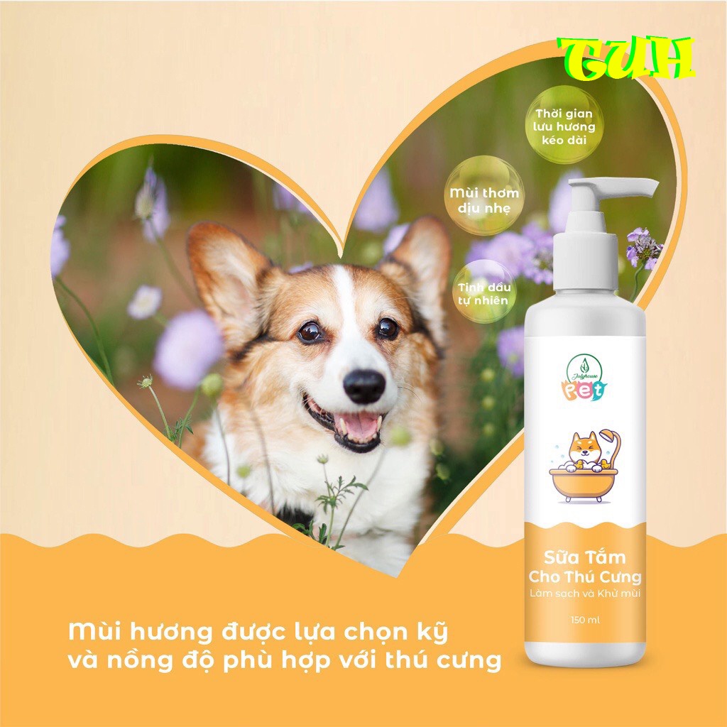 Sữa Tắm Cho Chó Mèo Thú Cưng JULYHOUSE 150ml/500ml Thơm Mát Khử Mùi Hôi TUH