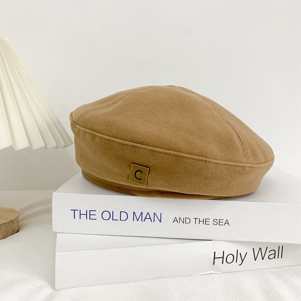 Mũ beret cotton Tiêu Chuẩn Kim Loại Thời Trang Thu Đông