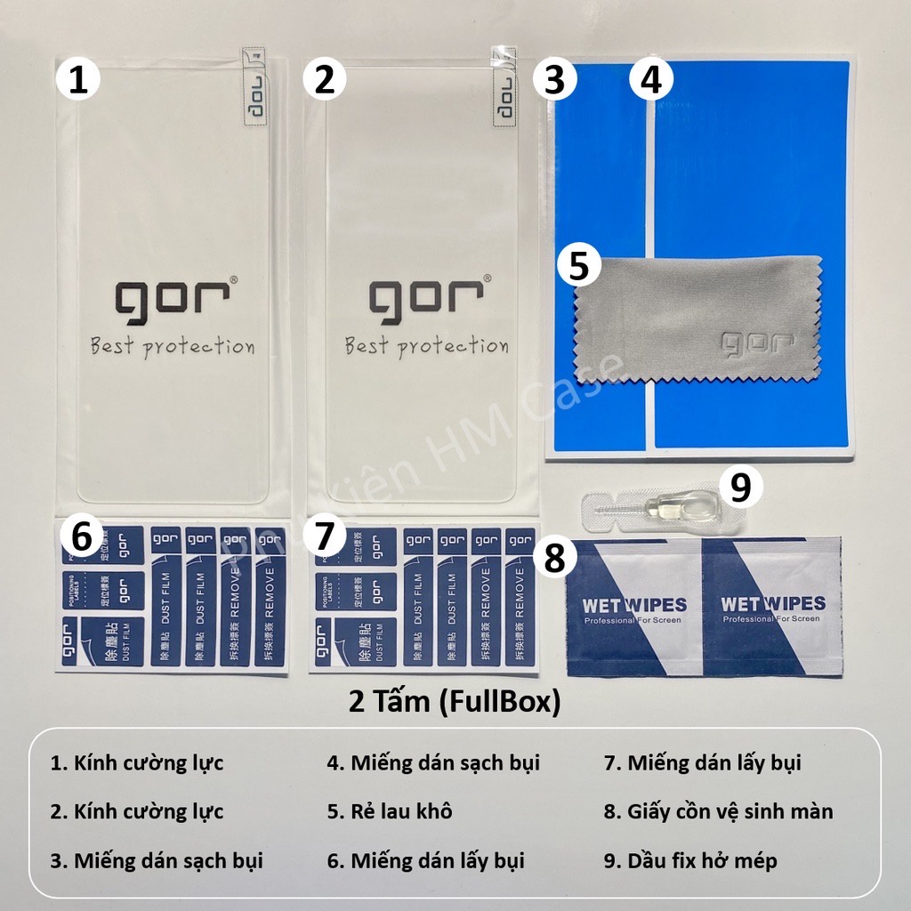 Cường lực Gor Xiaomi Redmi Note 12 / Note 12 Pro / Note 12 Turbo / Note 12S,Trong suốt không full màn hình