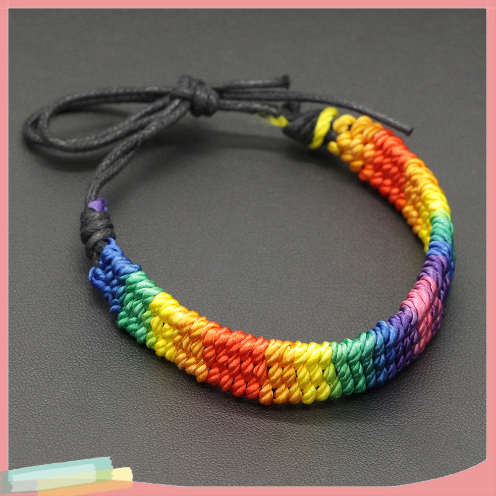 Vòng tay dây bện nhiều lớp màu cầu vồng biểu tượng LGBT độc đáo