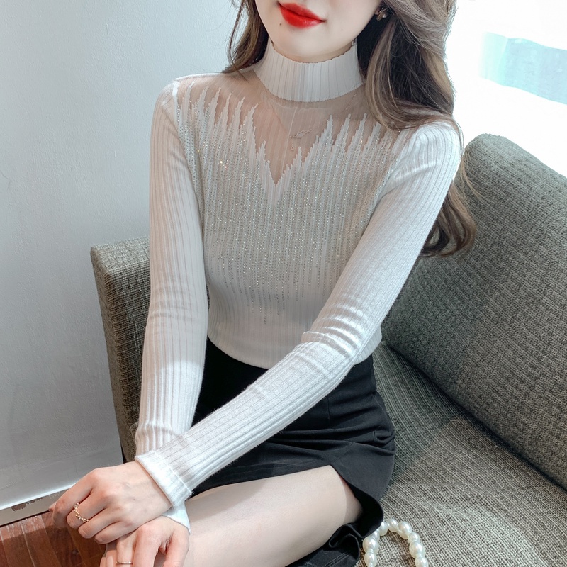 Áo Sweater Dệt Kim Tay Dài Dáng Ôm Phong Cách Mới Mùa Đông Cho Nữ