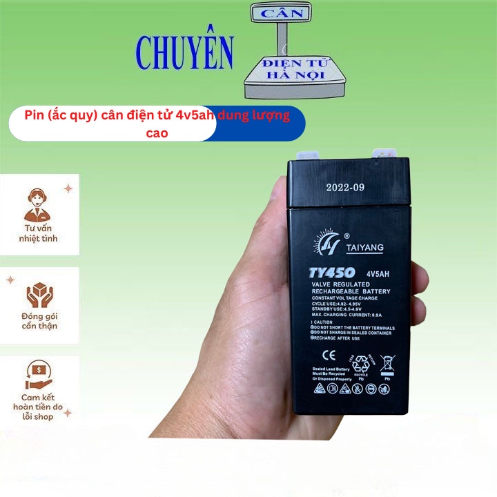 Pin (ắc quy) cân điện tử 4v5ah dùng cho cân ute, cân ninda, các loại cân giá rẻ