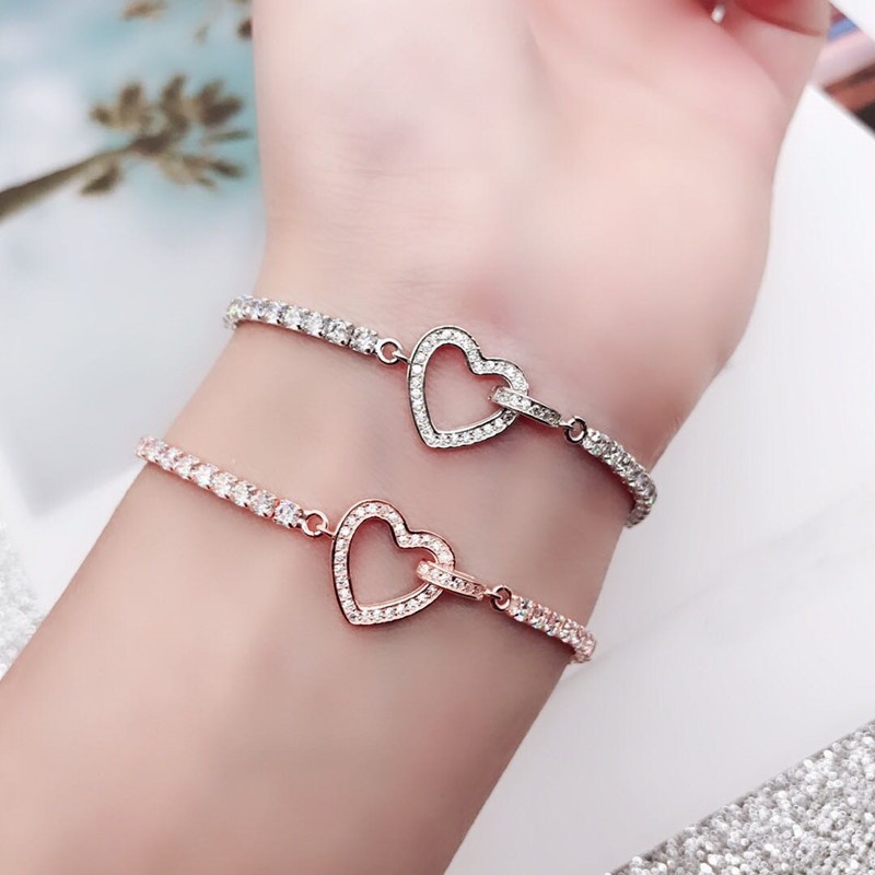Vòng Tay Dạng Kéo Hình Trái Tim Pha Lê Đơn Giản Thời Trang Phiên Bản Giới Hạn Cho