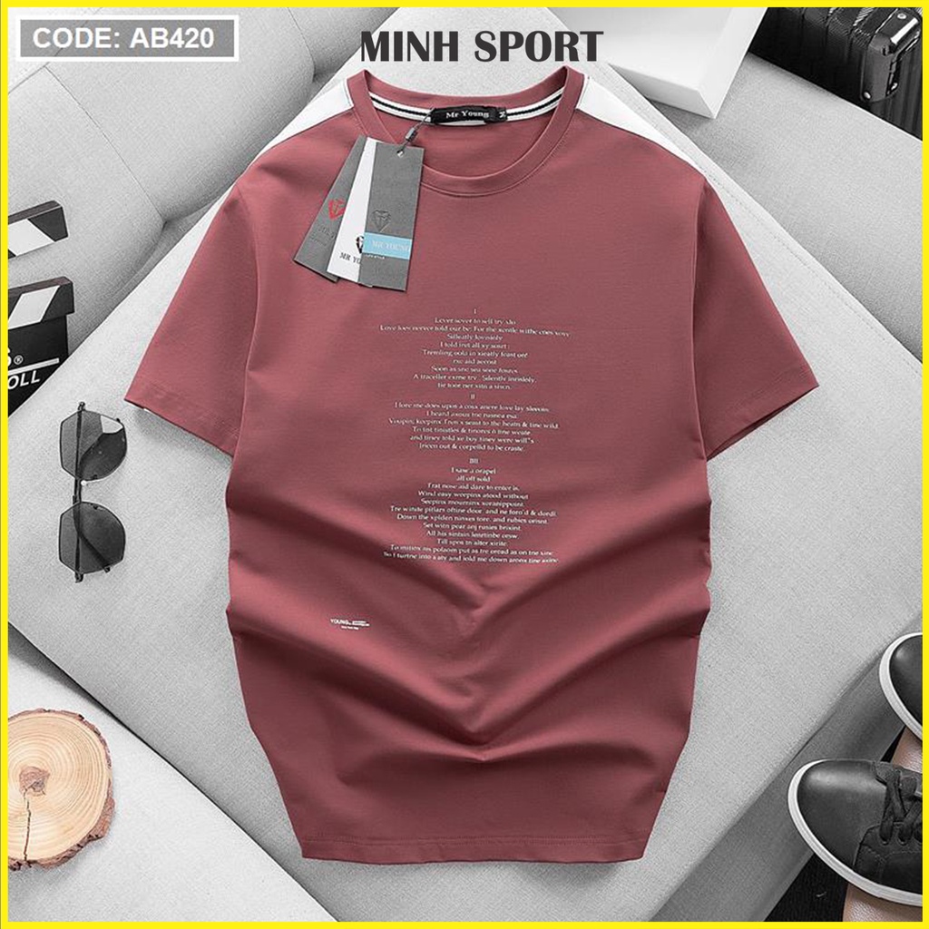 Áo Thun Nam Cổ Tròn Vải Cotton 100% In Chữ, Vải Mặc Mát, Thấm Hút Mồ Hôi Cực Tốt mã AO.68