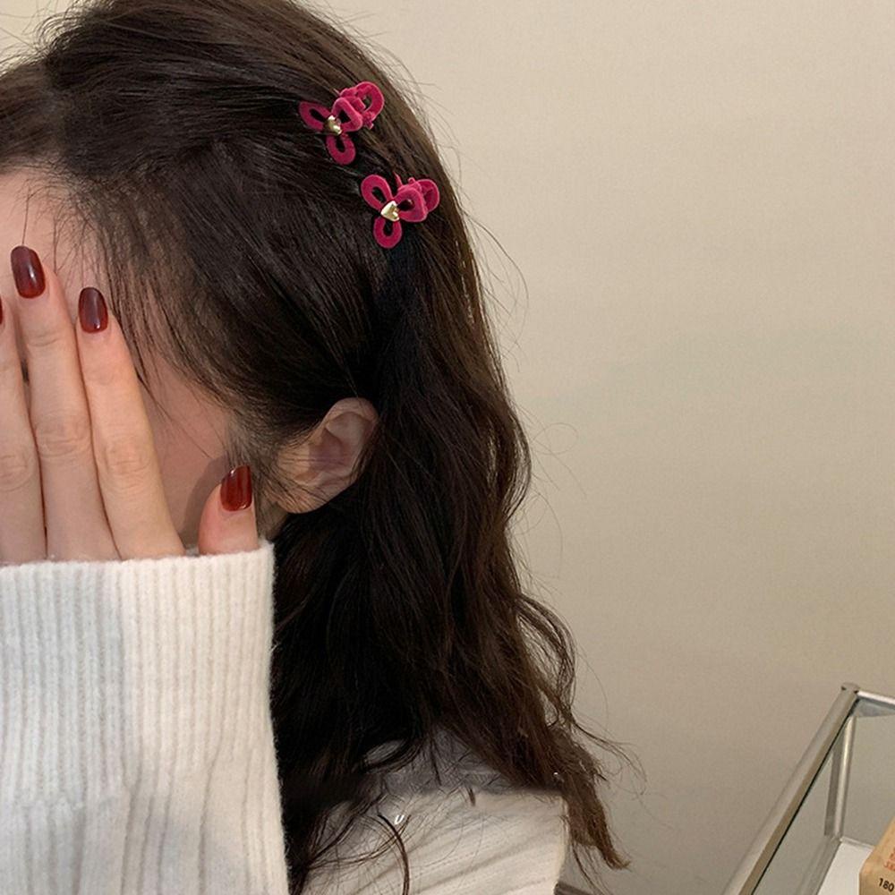 TWINKLE Kẹp Tóc Mini Hình Trái Tim Bằng Nhung Dễ Thương Xinh Xắn Cho Nữ