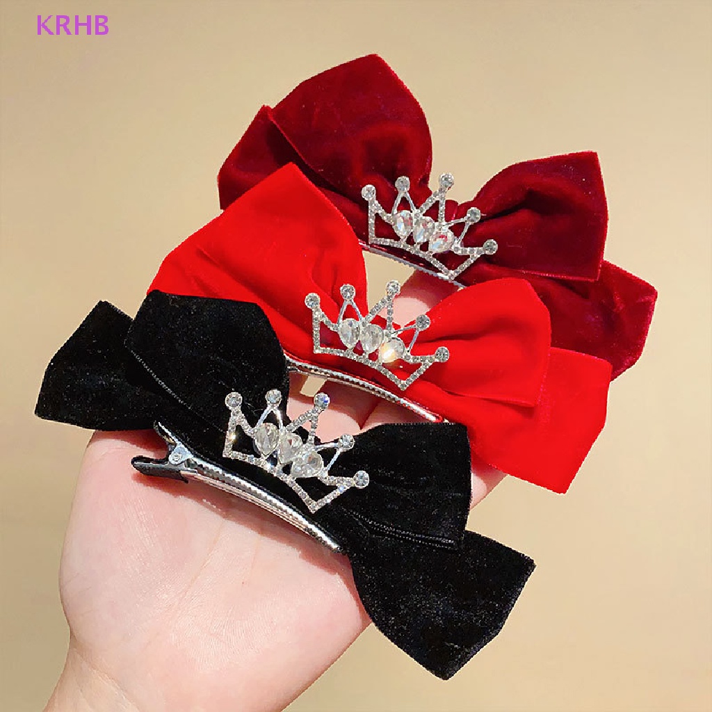 Kẹp Tóc Nơ Ruy Băng Lớn Bằng Vải Nhung Lấp Lánh Dành Cho Bé Gái Mới