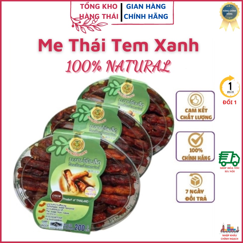 Me Tách Hạt Thái Lan Seedless Tamarind 200g Hộp Tròn Tem Xanh Hàng Thái