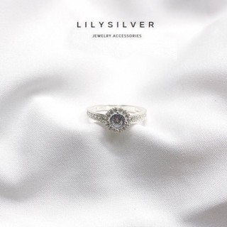 Nhẫn bạc nữ ổ đá tròn 1 hàng đá chất liệu bạc ta Lily Silver