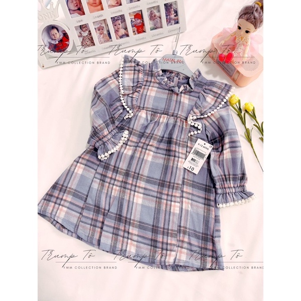 ĐẦM MATALAN BÉ GÁI MẶC TẾT KIỂU SỌC CARO 12M - 18M - 24M -3Y