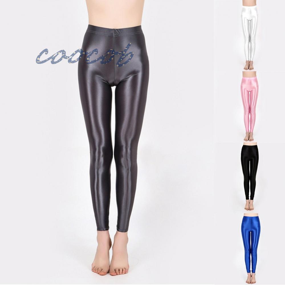 Hàng Có Sẵn Quần Legging Tập Yoga Co Giãn Kết Cấu Chín Tấc Bằng Nylon Bóng