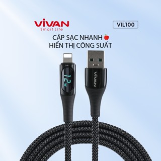 [BH 1 Năm] Cáp Sạc Nhanh VIVAN VIL100 Truyền Dữ Liệu 1m Cổng USB  12W 2.4A Màn Led Hiển Thị Công Suất Sạc Chính Hãng