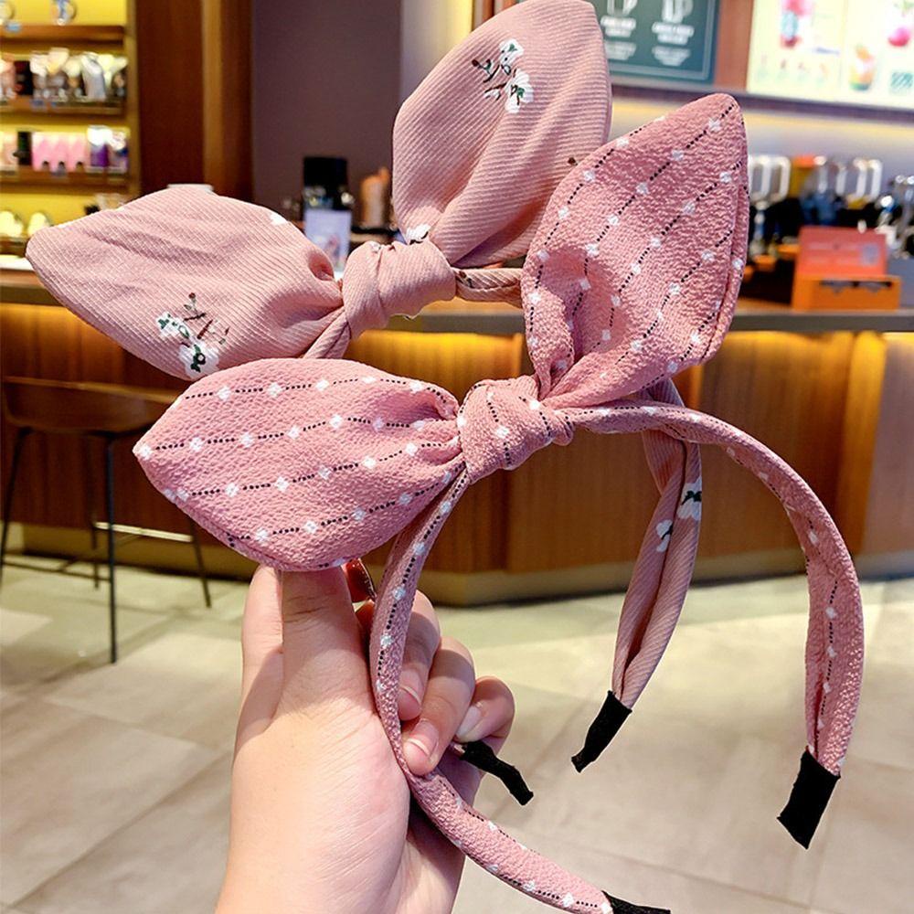 QQMALL Băng Đô Cài Tóc Tai Thỏ Họa Tiết Chấm Bi Phong Cách Hàn Quốc Dễ Thương