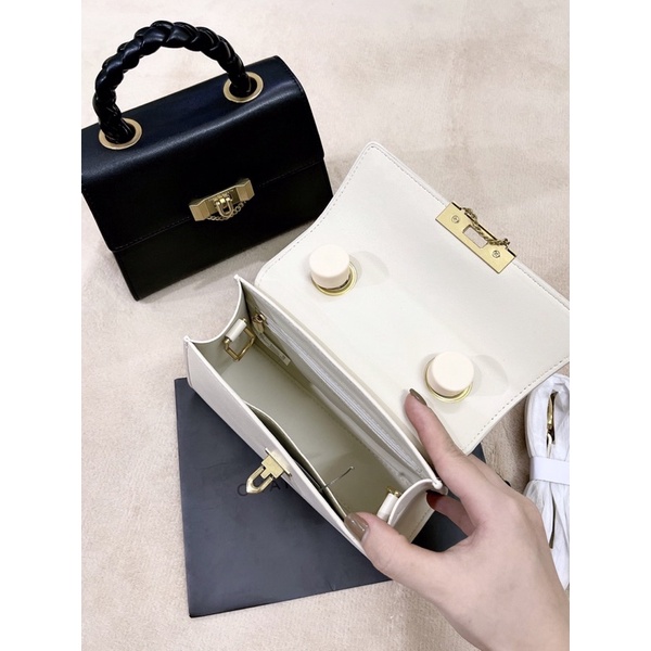 Túi Cê ka quai xoắn size 22 da trơn hàng QC cao cấp