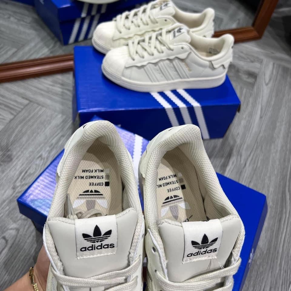 Giày thể thao adidas superstar màu trắng kem bản SC nam nữ full box bill hot trend 2022